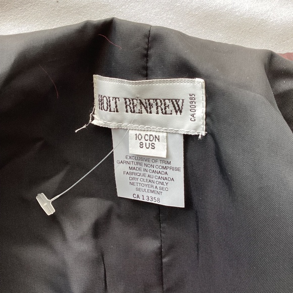 VINTAGE Holt Renfrew 2-piece Taffeta Outfit Burgundy US 8 - Picture 9 of 11